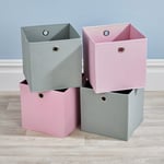 Cube Pack of Four Canvas Fabric 27cm Storage Insert Boxes