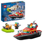 LEGO® City 60373 Le Bateau de Sauvetage des Pompiers, Jouet Flottant, Jetpack et Minifigurines