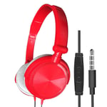Casque filaire avec microphone sur casques d'oreille de jeu Basse HiFi Musique Écouteur stéréo pour Sony Xiaomi Huawei PC XBOX PS WII-Rouge