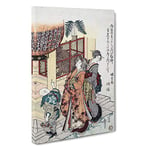 Big Box Art Paying Homage to a Shrine by Katsushika Hokusai Painting Canvas Wall Art Framed Picture Print, 30 x 20 Inch (76 x 50 cm), White, Grey, Brown, Cream, Black