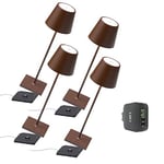 [AmazonExclusive] Zafferano Set 4x lampes portables Poldina Pro, chargeur quadruple USB Aiino pour charger lampe/smartphone en simultané, LED tactile réglable, base de charge à contact, H38cm - Corten