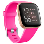 Wepro Compatible with Fitbit Versa Strap/Fitbit Versa 2 Strap - Smooth Silicone Classic Replacement Wristband Straps for Fitbit Versa/Versa Lite/Versa 2, Small Rose Red