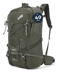 Terra Peak® Sac à dos de randonnée 40L (FLEX 40) grand vert olive femme et homme - Sac a dos de trekking, chasse et voyage (respirant, imperméable) - Sac alpinisme, escalade et de jour (ergonomique)