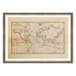 ConKrea Classic Frame Poster - World Map - Vintage Ancient (454) Dimensioni Stampa: 70x100cm G - Classica Argento A Foglia Invecchiato