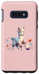 Galaxy S10e Pink Cute Alpaca with Floral Crown and Colorful Ball Case