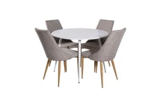 Venture Design Plaza & Leone matgrupp Vit/grå 4 st stolar & bord 100 cm
