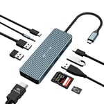 USB C Hub, Adaptateur USB C, 10 dans 1 MacBook Pro/Air iPad Pro Dongle avec 4K HDMI, Station d'accueil USB-C(PD 100W, USB 3.0, Lecteur de Carte SD/TF, Audio 3,5 mm) pour Ordinateur Portable, Tablette