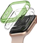 Ringke Slim Case [2 Pack] Compatible with Apple Watch Series 6/5/4/SE [40mm], iWatch Raised Bezel [Frame Only] Premium PC Hard Thin Cover - Clear/Olive Green