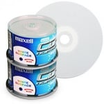 CD-R 80 Min/700 Mo Maxell 52x Imprimable Encre (White fullprintable) en cakebox 100 pièces