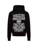 Dsquared2 Mens Made In Italy Since 1995 Black Hoodie Cotton - Size X-Large