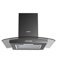 COMFEE' Canopy Cooker Hood 60cm 60V17-60 with LED Light & Glass Chimney Hoods, 600mm Kitchen Extractor Fan Kitchen- Black
