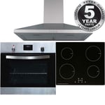 SIA 60cm Stainless Steel Digital Single Oven, 13A 4 Zone Induction Hob & Hood