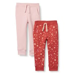 Amazon Essentials Girls' Joggers, Pack of 2, Orange Floral/Pale Mauve, 8 Years