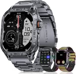 Militaire Montre Connectée Homme 3 Bracelets,1,96"" Hd Amoled Étanchéité Ip68 Fitness Smartwatch Avec 100+ Modes Sportifs,Fréquence Cardiaque Sommeil Calorie Pour Android Ios,Bracelet Noir(Q530)