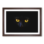 Big Box Art Eyes of a Cat Painting Framed Wall Art Picture Print Ready to Hang, Walnut A2 (62 x 45 cm)