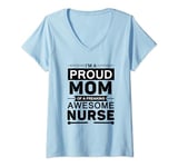 Womens I am proud mom of a freaking Nurse V-Neck T-Shirt