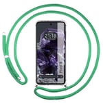 Tumundosmartphone Housse suspendue transparente pour Google Pixel 8 5G avec cordon vert eau