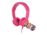 Onanoff BuddyPhones Explore+ - Hörlurar med mikrofon - på örat - kabelansluten - 3,5 mm kontakt - rosenrosa