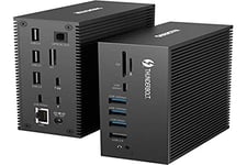 18-en-1 Thunderbolt 3 Station d'accueil USB C Dock 40 Gbit/s avec DP 8K@30Hz, Duales 4K@60Hz Display, PD 100W, USB-C 10Gbs, 2xUSB-A 10Gbs, SD/TF, Audio, Gigabit Ethernet pour MacBook Mac & Windows