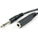 3m 6.35mm ¼" Mono Plug to Jack Socket Extension Cable Guitar Headphone Lead