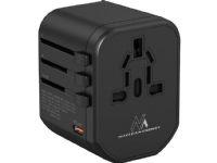 Maclean MCE238N USB Travel Adapter, 2xUSB 2.4A + USB-C PD 20W, 8A Fuse, Quick and Fast Charge, 200 countries of the world
