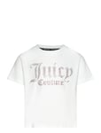 Luxe Ombre Diamante Ss Boxy Tee Tops T-shirts Short-sleeved White Juicy Couture