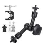 SovelyBoFan 7 Inch Friction Arm Adjustable With Large Super Crab Clamp + Hot Shoe Mount 1/4 inch Articulating Magic Arm For Photography, Camera Rig, Led Lights, Flash Light, Lcd Monitor