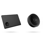 Tile Slim (2022) Bluetooth Item Finder, Pack of 1, 60 m finding range, works with Alexa and Google Home, Black & Sticker (2022) Bluetooth Item Finder, Pack of 1, 45 m finding range, Black