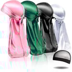 4st Silk Durag, Silk Durag För män Kvinnor Waves, Silk Durag