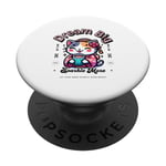 Dream Big, Sparkle more (cartoon kitty with cup) PopSockets Swappable PopGrip