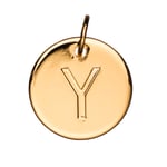 Bokstavshänge cirkel Y – Ø12 mm, mässing pläterat med 9 karat guld