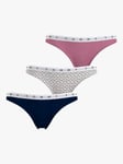 Tommy Hilfiger Cotton Logo Waistband Thongs, Pack of 3, Multi