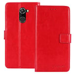 TienJueShi Rouge Flip Premium Retro Business Book Stand Cuir Housse Coque Etui Cas Couverture Protecteur Case Cover Skin pour SFR Altice S70 5.5 inch