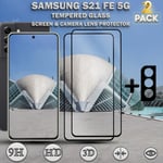 2-Pack Samsung S21 FE (5G) Skärmskydd & 1-Pack linsskydd - Härdat Glas 9H - Super kvalitet 3D