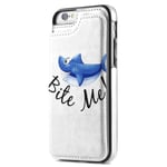 Inner-shop Blue Shark- Bite Me Phone 7/8 Case Leather Wallet Case with Card Holder(4.7 Inch) Double Magnetic Clasp and Durable Shockproof Cover