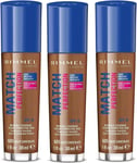 12 x Rimmel London Match Perfection Liquid Foundation | Deep Chocolate 605 |