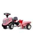 Falk Ride-on traktori peräkärryllä, haravalla ja lapiolla baby girl New Holland