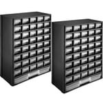 Set 2x Screw Organiser Box 41 Tool Storage Drawers Modules Compartments Black
