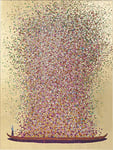 Kare Design Tableau Touched Flower Boat, Multicolore, Or/Rose, Détails Peints à la Main, Peinture Acrylique, Impression sur Toile, Deco Intérieur, Décoration Murale Salon, Chambre, Couloir, 100x180cm
