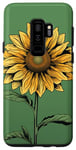 Galaxy S9+ Aesthetic Sunflower Line Art Minimalistic Sage Green Case