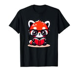 Adorable Book Lover Red Panda With Reading Glasses Cute T-Shirt