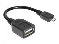 Delock - USB-kabel - USB (hona) till mikro-USB typ B (hane) - USB 2.0 OTG - 18 cm - svart