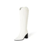 The Drop Women's Cassandra Knee-High Western Boot, White, 7