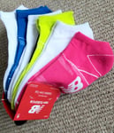 6 x NEW BALANCE CUSHIONED Low Cut Trainer SOCKS Pink Lime White 4-10 37-45 NB3