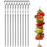 12 st Kabobspettar Platta Metall BBQ Grillspett 33 cm Långa Rostfritt Stål Shish Kebob Stickor Bred Återanvändbara Grillspett Set för Kött