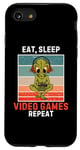 Coque pour iPhone SE (2020) / 7 / 8 Alien Eat, Sleep Video Games répète les jeux vidéo vintage