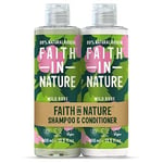 Faith In Nature Natural Wild Rose Shampoo and Conditioner Set Restoring Vegan...