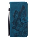 TOPOFU Coque pour Xiaomi Redmi Note 9T 5G, Housse PU/TPU Flip Cuir Portefeuille Etui avec Espèces et Carte Fente, Stand Support, Papillon 3D Téléphone Case Protection Cover,Bleu