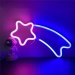Meteor Neon Ljus Rosa-Blå Stjärna LED Neon Skylt Neon Skylt Vägglampa Neon Konst Dekor USB eller Batteridriven Neon Nattlampa för Sovrum att Lysa upp L