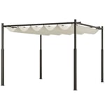 Pergola ca 3x3m trädgårdspaviljong, altantak av metall, trädgårdspaviljong med justerbart tak, fristående, UV-skydd 30+, för ter